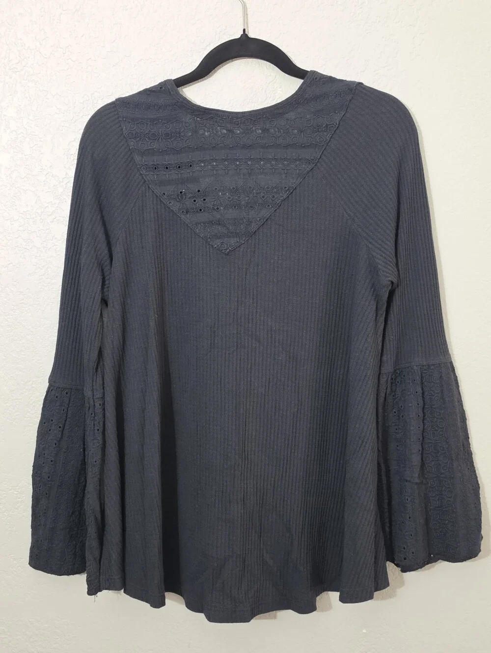 Free People Parisian Nights Boho Blouse Flare Sleeve Womens Small Oversized